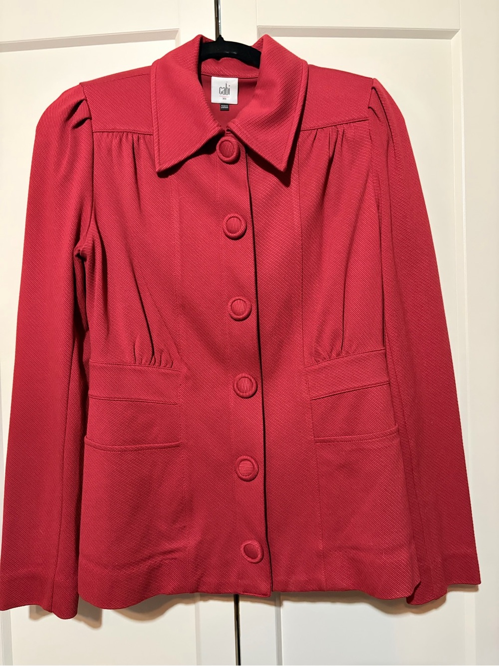 RETRO CAbi Red Textured Snap-Button-Front Blazer XS